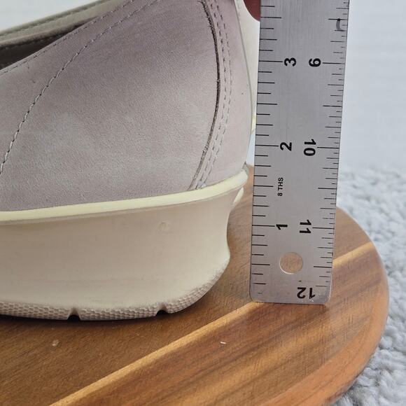 Ecco Felicia Gray Perforated Leather Daily Slip On Mini Wedge Flat Shoe Women 41 - Picture 2 of 14